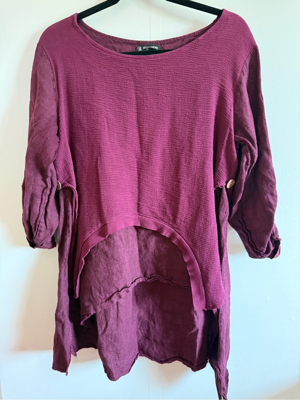Bella Amore Linen Cotton Layered Tunic Top Boho Lagenlook M/L